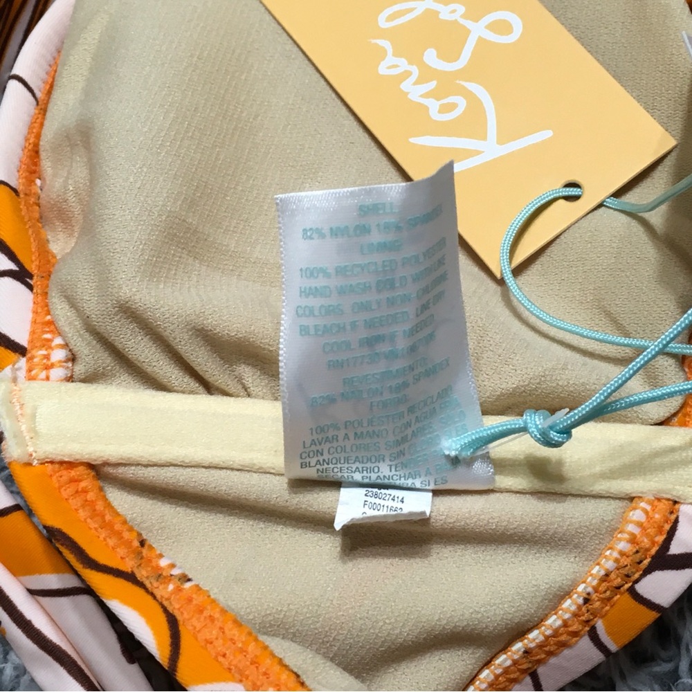 Kona Sol Women's Size M (8-10) Orange Tropical Print Bralette Bikini Top - Picture 4 of 6